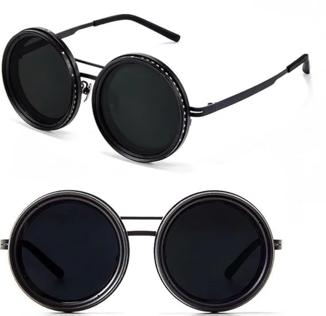 Adjustable Tint Sunglasses Twist Round SunglassesAdjustable Brightness1-9 Gears Polarized, Unisex Round Glasses for Fishing Driving Cycling, UV400 Protection Outdoor Shades