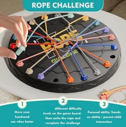 Rope Challenge Puzzle Game for Kids Adults Brain Teaser Logic Toy Colorful String Matching Board Family Fun Mind Training Strategy Untying Twisted Knots