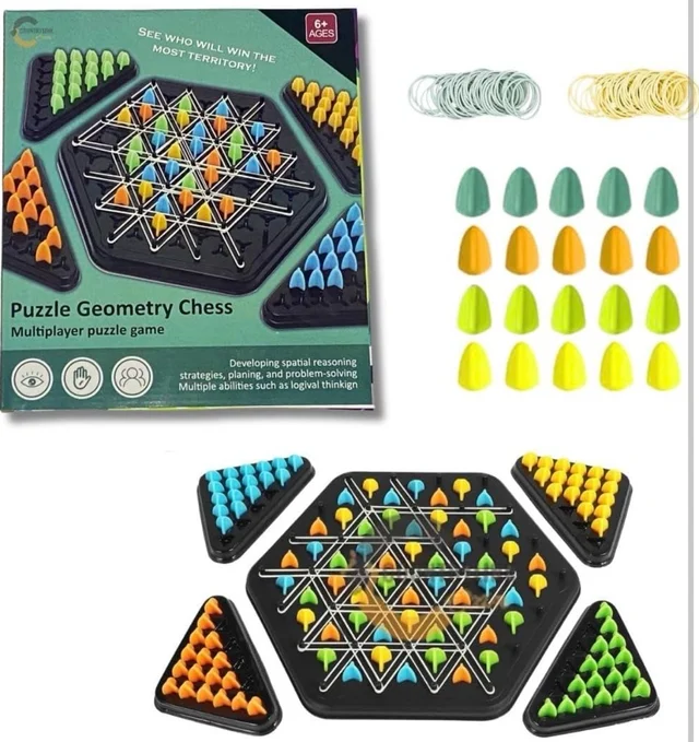 Triggle Chain - Elastic Band Triangle Chess Game | Brain Teaser Puzzle for Kids & Adults | Montessori 3D Logical Thinking & Strategy Board Game