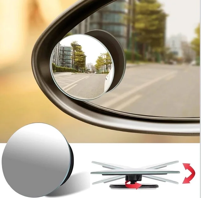 Car Glass Mirror Blind Spot, 360° Mirror, Rear View Convex Mirror, Parking Mirror For Car Mirror Accessories Frameless Suitable All Cars and Bikes - 1