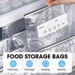 Reusable Aluminum Food Storage Bag, Stand Up Foil Sealable Bags with Zip Lock,Food Storage Preservation Bags, Leakproof Aluminium Foil Fresh keeping Bag for Vegetable Fruit Meat - 10