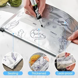 Reusable Aluminum Food Storage Bag, Stand Up Foil Sealable Bags with Zip Lock,Food Storage Preservation Bags, Leakproof Aluminium Foil Fresh keeping Bag for Vegetable Fruit Meat - 10