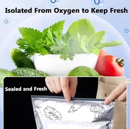 Reusable Aluminum Food Storage Bag, Stand Up Foil Sealable Bags with Zip Lock,Food Storage Preservation Bags, Leakproof Aluminium Foil Fresh keeping Bag for Vegetable Fruit Meat - 10