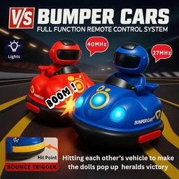 Pack of 2 Remote Control Bumper Car Set with Ejectable Robot Light Rechargable Battery Dual Player Racing RC Drift Battle Cars 360° Rotation Interactive Toy for 4+ Kids Children Boys Girls