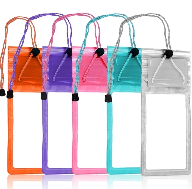 Storite 5-Pack Universal Waterproof Sealed Mobile Pouch Pvc Transparent Rain Protection Cover Up To 7 Inches For Smartphones(Multi Colour) - 2
