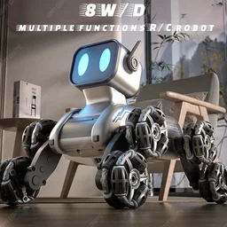 Smart RC Robot Dog Car 8WD – 2.4GHz Remote & Gesture Sensor Control, 360° Stunt Car with LED Lights & Music, Rechargeable Robot Toy for Kids (Boys & Girls, 6+ Years)
