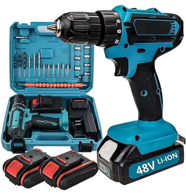 Cordless Drill Machine 48v with Dual Speed & 24 Pc Accessories | 10 mm Chuck | Rechargeable Electric Screwdriver & Power Tool for Home, Office & DIY Use (Brushes Not Included) (6 Months Warranty On Motor)