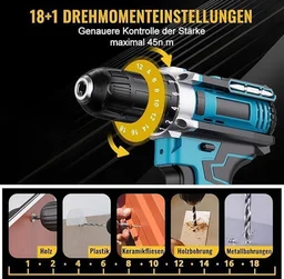 Cordless Drill Machine 48v with Dual Speed & 24 Pc Accessories | 10 mm Chuck | Rechargeable Electric Screwdriver & Power Tool for Home, Office & DIY Use (Brushes Not Included) (6 Months Warranty On Motor)