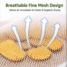 Papad Drying Cloth with Net Zip | Cotton Food Drying Cloth for Sun Drying | Reusable Mesh Drying Mat for Papad, Vadagam, Millets, Grains, & Dry Fruits | Protects from Birds, Dust & Insects