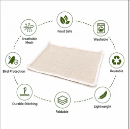 Papad Drying Cloth with Net Zip | Cotton Food Drying Cloth for Sun Drying | Reusable Mesh Drying Mat for Papad, Vadagam, Millets, Grains, & Dry Fruits | Protects from Birds, Dust & Insects