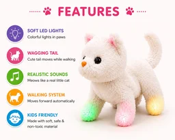 Interactive Walking Talking Cat Toy with LED Lights Battery Operated Plush Kitten Musical Moving Soft Toy Voice Sound Cute Pet Animal Gift for Kids Boys Girls Toddlers - Pack of 2