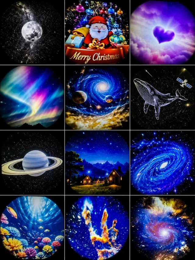 12-in-1 Mini Galaxy Projector Night Light, USB Starry Sky Projector Lamp with 360° Rotation, Portable Ceiling & Wall Light for Bedroom, Kids Room & Home Decor, Star Light Projector (12 Slide)