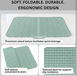 Premium Silicone Large Dish Drying Mat for Kitchen, 58*43cm, Extra Thick, Food Grade, Multipurpose Utensil Drying Mat with Built-in Drain Lip, Anti-Slip and Heat Resistant Countertop Protector