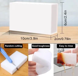 Pack Of 3 Magic Eraser Sponge for Home, Multi-Surface Cleaning Sponge, Magic Cleaning Sponge for Kitchen, Bathroom, Bathtub, Sink, Wall Cleaner, Furniture (White)
