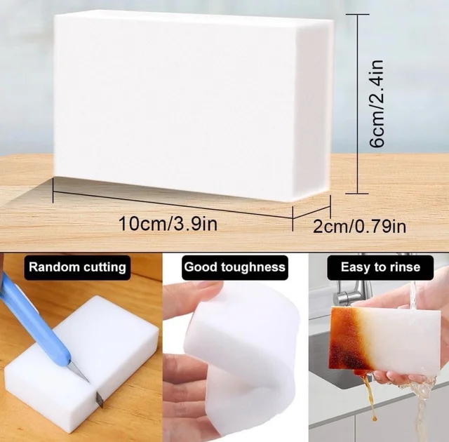 Pack Of 3 Magic Eraser Sponge for Home, Multi-Surface Cleaning Sponge, Magic Cleaning Sponge for Kitchen, Bathroom, Bathtub, Sink, Wall Cleaner, Furniture (White)