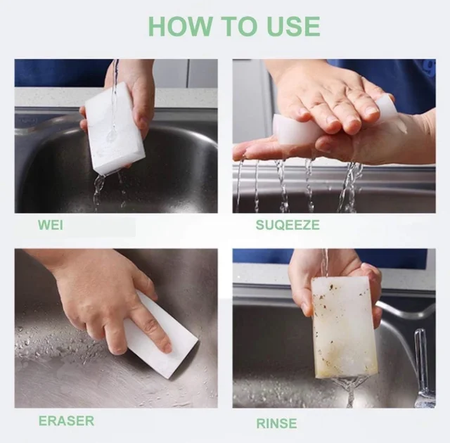 Pack Of 3 Magic Eraser Sponge for Home, Multi-Surface Cleaning Sponge, Magic Cleaning Sponge for Kitchen, Bathroom, Bathtub, Sink, Wall Cleaner, Furniture (White)