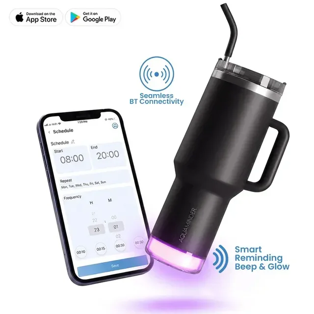 Nile+ Smart Reminder Led Vacuum Tumbler | 1200ML - Black