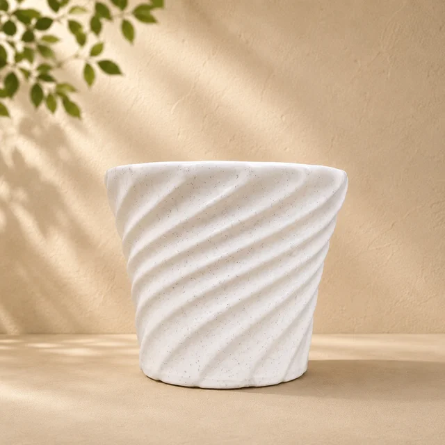 Kechuaa Lunner Pot 8inches - Elegant Decorative Planters with Natural Olive-Toned Finish for Indoor and Outdoor Plants | Sleek Design for Succulents, Flowers, and Herbs
