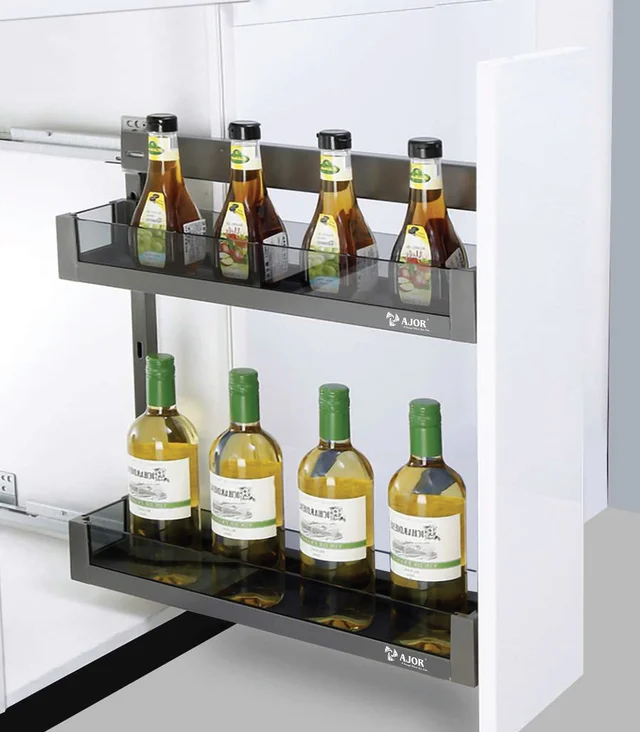 GLASS BOTTLE PULLOUT 2 TIER - 200MM, AJ18320