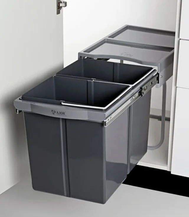 DOUBLE DUST BIN (DRY+WET) - AJ37222, 250 X 455 X 365, 11+11 LTR