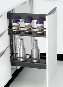 WOODEN BOTTLE PULLOUT 2 TIER (GREY) - 200MM, GREY, AJ18220