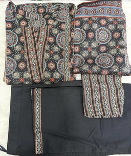 Black Ajrakh/Medallion Print Kurta Set - XXXL