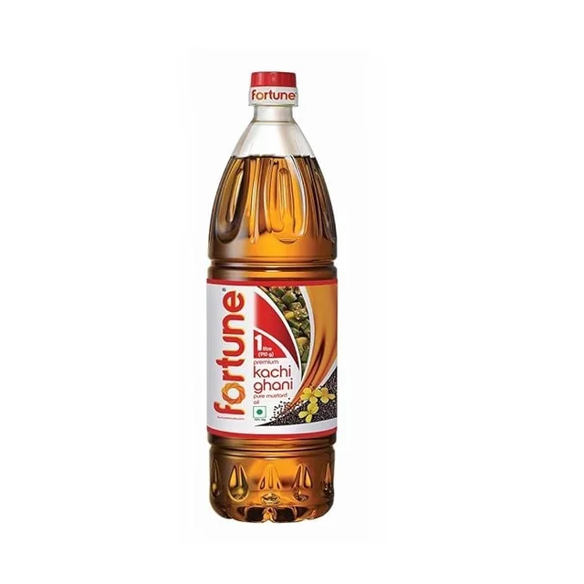 Fortune Premium Kachi Ghani Pure Mustard Oil, 910G PET Bottle (Weight May Vary)
