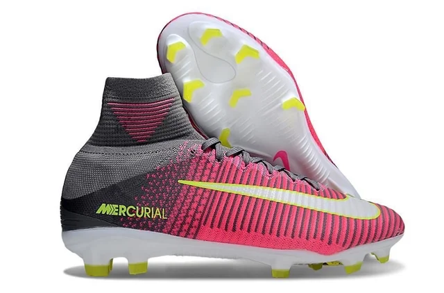 Mercurial Superfly V FG Pink/Wolf Grey Colour High-Top With Lace