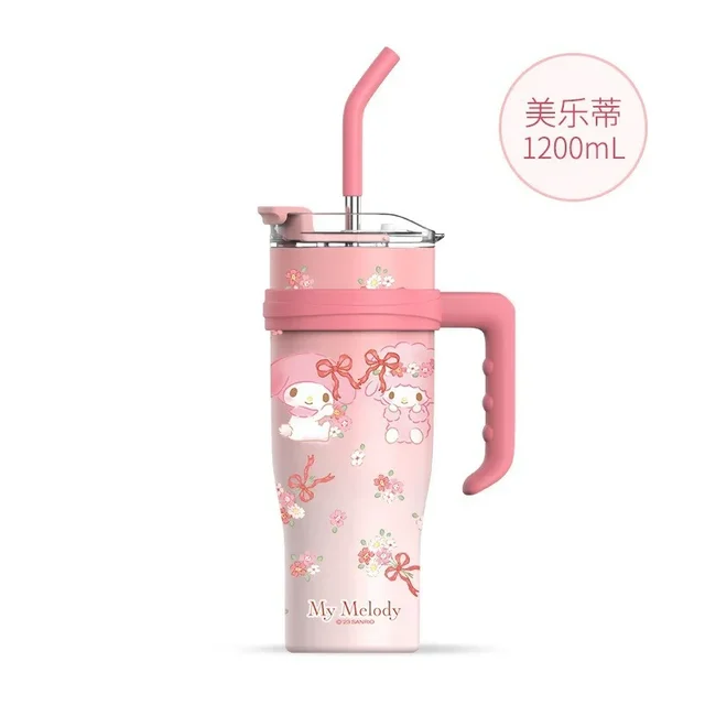 Sanrio Character 1200ml Tumbler with Handle & Straw | Leakproof Travel Mug for Hot & Cold Drinks