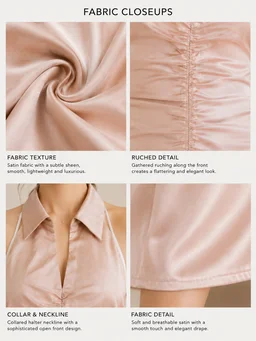 Guess What Women's Blush Pink Satin Ruched Halter Neck Midi Dress | Backless | GuessWhat - M, BLUSH PINK