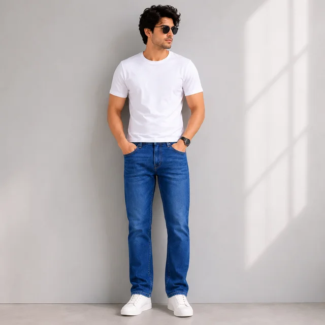 Guess What Men's Regular Fit Blue Jeans | Classic Mid-Rise Denim | Guess What - 32, BLUE