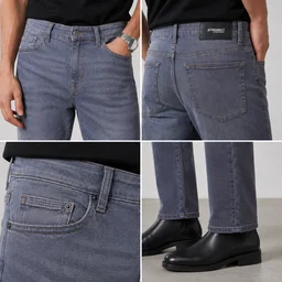 Guess What Men's Grey Regular Fit Jeans | Washed Straight Denim | Guess What - 30, CHARCOAL GREY