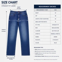 Guess What Men's Mid Blue Straight Fit Jeans | Classic Washed Denim | Guess What - 30, BLUE