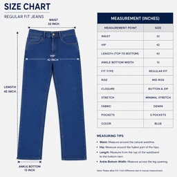 Guess What Men's Royal Blue Regular Fit Jeans | Classic Dark Wash Denim | Guess What - 32, Royal Blue