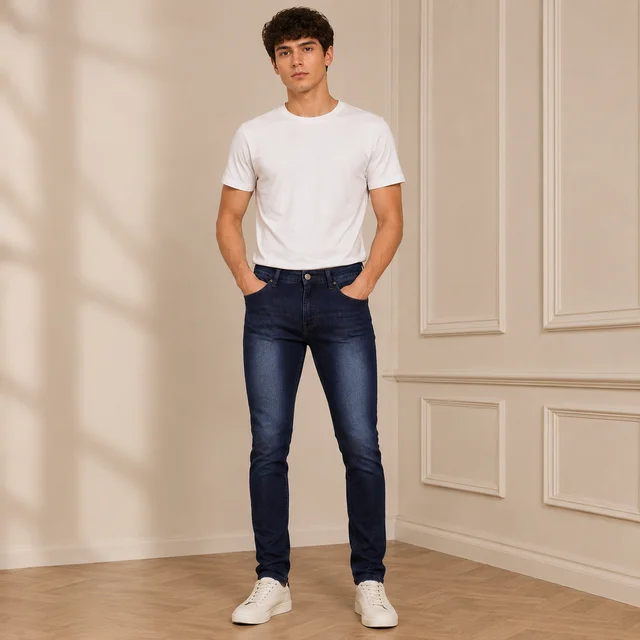 Guess What Men's Shaded Black Skinny Fit Jeans | Dark Indigo Stretch Denim | Guess What - 30, Shaded Black