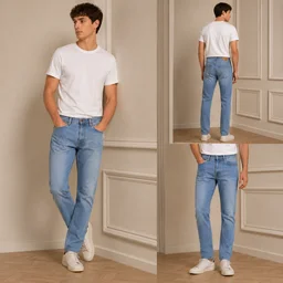 Guess What Men's Light Blue Regular Fit Jeans | Ice Wash Classic Denim | Guess What - 30, Light Blue