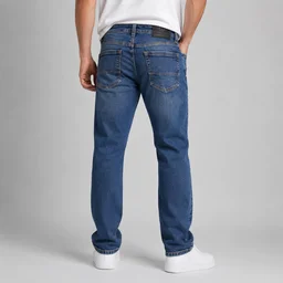 Guess What Men's Mid Blue Regular Fit Jeans | Crinkle Wash Denim | Guess What - 30, MID BLUE