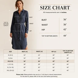 Guess What Women's Navy Blue Belted Linen Shirt Dress | Midi Length | Guess What - S, Navy Blue