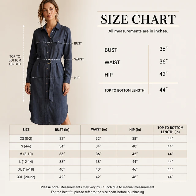 Guess What Women's Navy Blue Belted Linen Shirt Dress | Midi Length | Guess What - S, Navy Blue