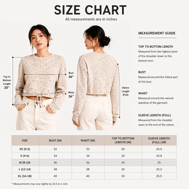 Guess What Women's Beige Knit Cropped Sweater | Drawstring Hem Pullover Top | Guess What - M, Beige