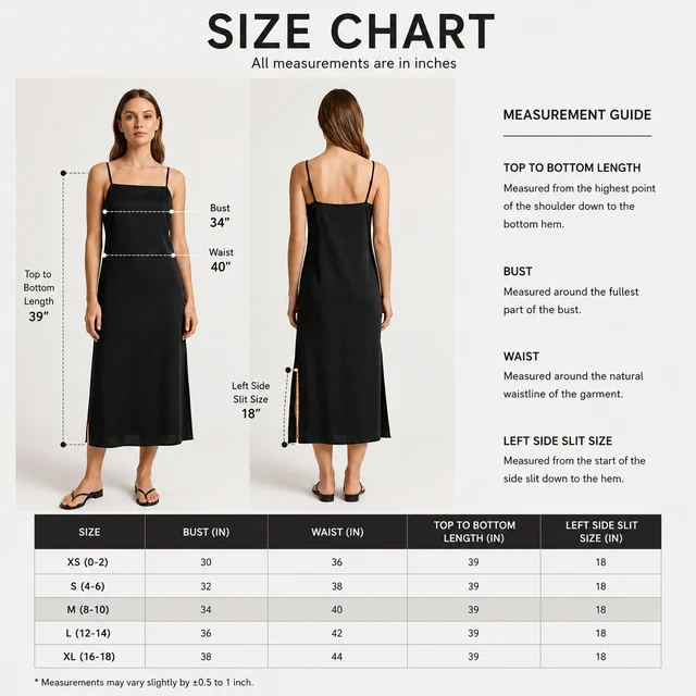 Guess What Women's Black Slip Midi Dress | Square Neck Spaghetti Strap Side Slit | Guess What - S, Black