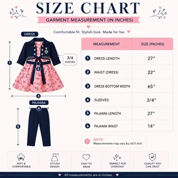 Guess What Baby Girls Pink Floral Dress with Navy Blue Jacket & Leggings 3-Piece Set | Kids Party Wear Coord | Toddler Festive Outfit | guess what - 4 - 5 Years, Pink-Navy