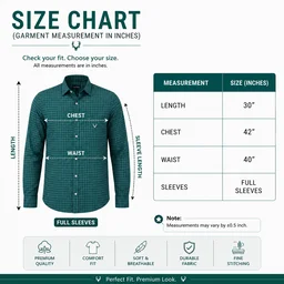 Guess What Allen Solly Men's Teal Green Check Full Sleeve Shirt | Slim Fit Formal Casual Cotton Shirt | Checkered Office Wear Shirt for Men | guess what - M, Teal Green