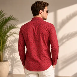 Guess What U.S. Polo Assn. Men's Red Floral Print Full Sleeve Shirt | Tailored Fit Casual Cotton Shirt | USPA Branded Shirt for Men Online India | guess what - M, Rich Red