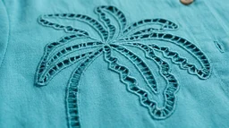 Guess What Lee Cooper Women's Teal Cropped Shirt | Palm Lace Embroidery | Guess What - S, Aqua Blue-Green
