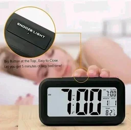 Digital Alarm Clock with Automatic Sensor, Date and Temperature Display, Compact Desk Table Clock for Students, Home, Office, Bedroom, Living Room,Home Decor, Corporate Use (Black Digital) - Black