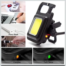 LED Mini Cob Keychain and Magentic Flashlight Portable USB Rechargeable Light 3 Light Modes with Folding Bracket,for Walking CampingSquare,Black, 1000 Lumen.