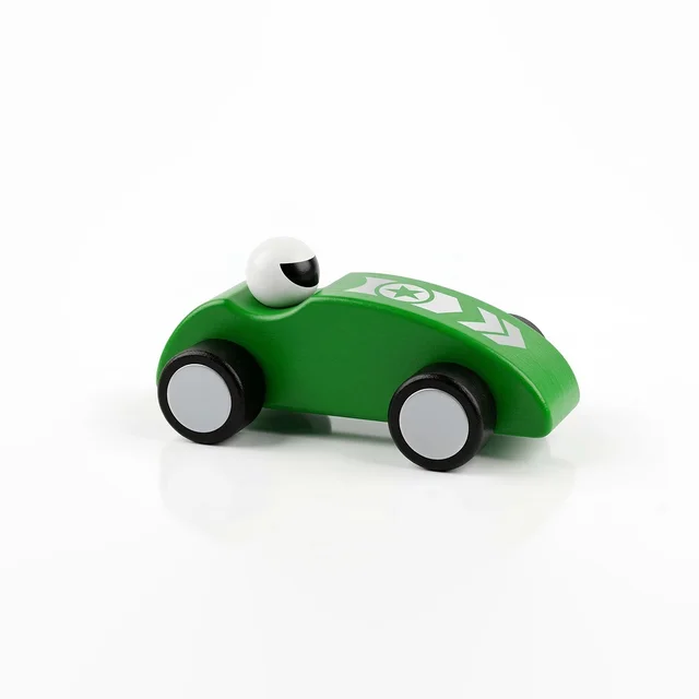 ClyPa Clypa Green Wooden Green Classic Retro Style Racing Car Toy With Driver - 14cm x 8cm x 6cm