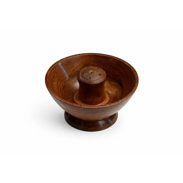 ClyPa Clypa Dark Brown Wooden Central Cone Burner With Incense Stick Holder - 7cm X 7cm x 3cm