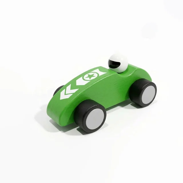 ClyPa Clypa Green Wooden Green Classic Retro Style Racing Car Toy With Driver - 14cm x 8cm x 6cm